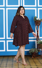 Plus Size Printed Women Purple Tunic Dress-1300009