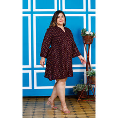 Plus Size Printed Women Purple Tunic Dress-1300009