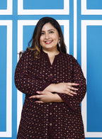 Plus Size Printed Women Purple Tunic Dress-1300009