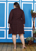 Plus Size Printed Women Purple Tunic Dress-1300009