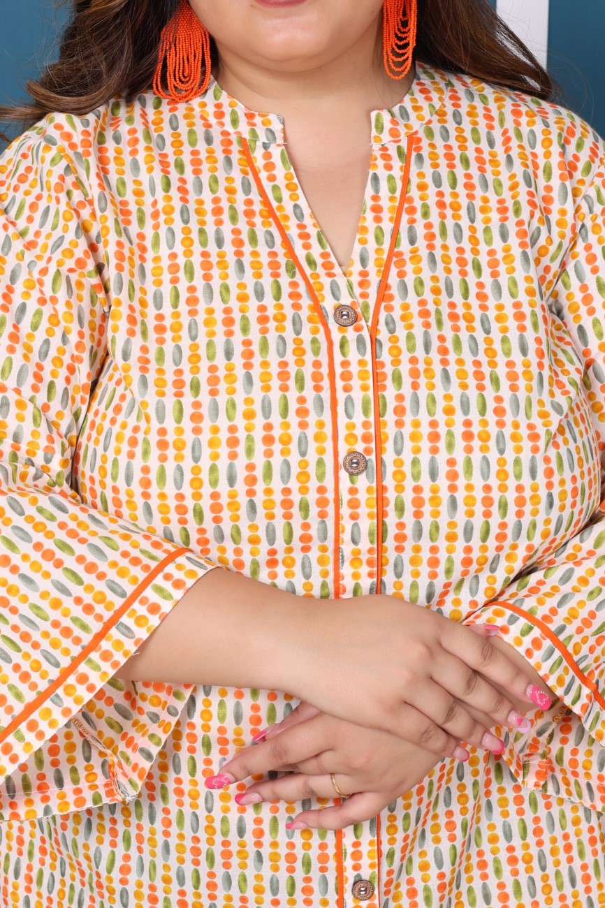 Plus Size Printed Women Off white Tunic Dress-1300010