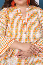 Plus Size Printed Women Off white Tunic Dress-1300010