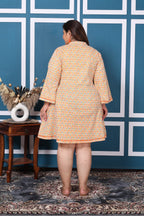 Plus Size Printed Women Off white Tunic Dress-1300010