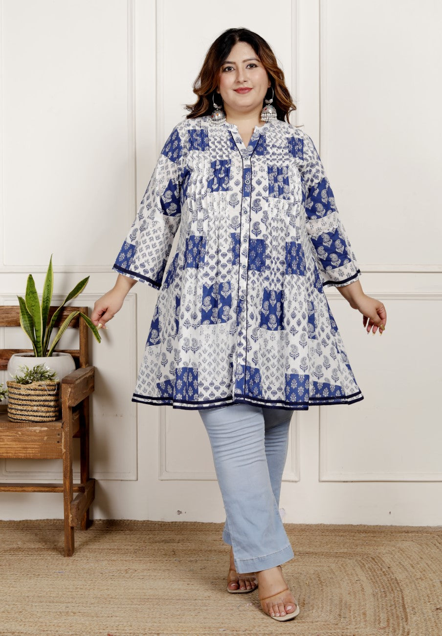 Plus Size Printed Women White Tunic Dress-1300015 Secondary image