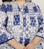 Plus Size Printed Women White Tunic Dress-1300015