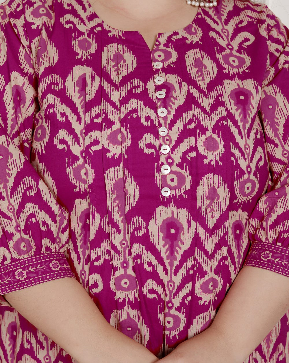 Plus Size Printed Women Pink Tunic Dress-1300017