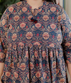 Plus Size Printed Women  Blue Tunic Dress-130023