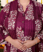 Plus Size Printed Women Purple Tunic Dress-130031