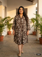 Printed Brown Tunic Dress Plus Size-130035