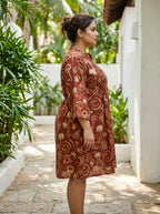 Printed Rust Tunic Dress Plus Size-130040