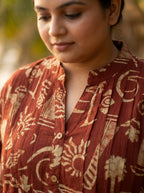 Printed Rust Tunic Dress Plus Size-130040