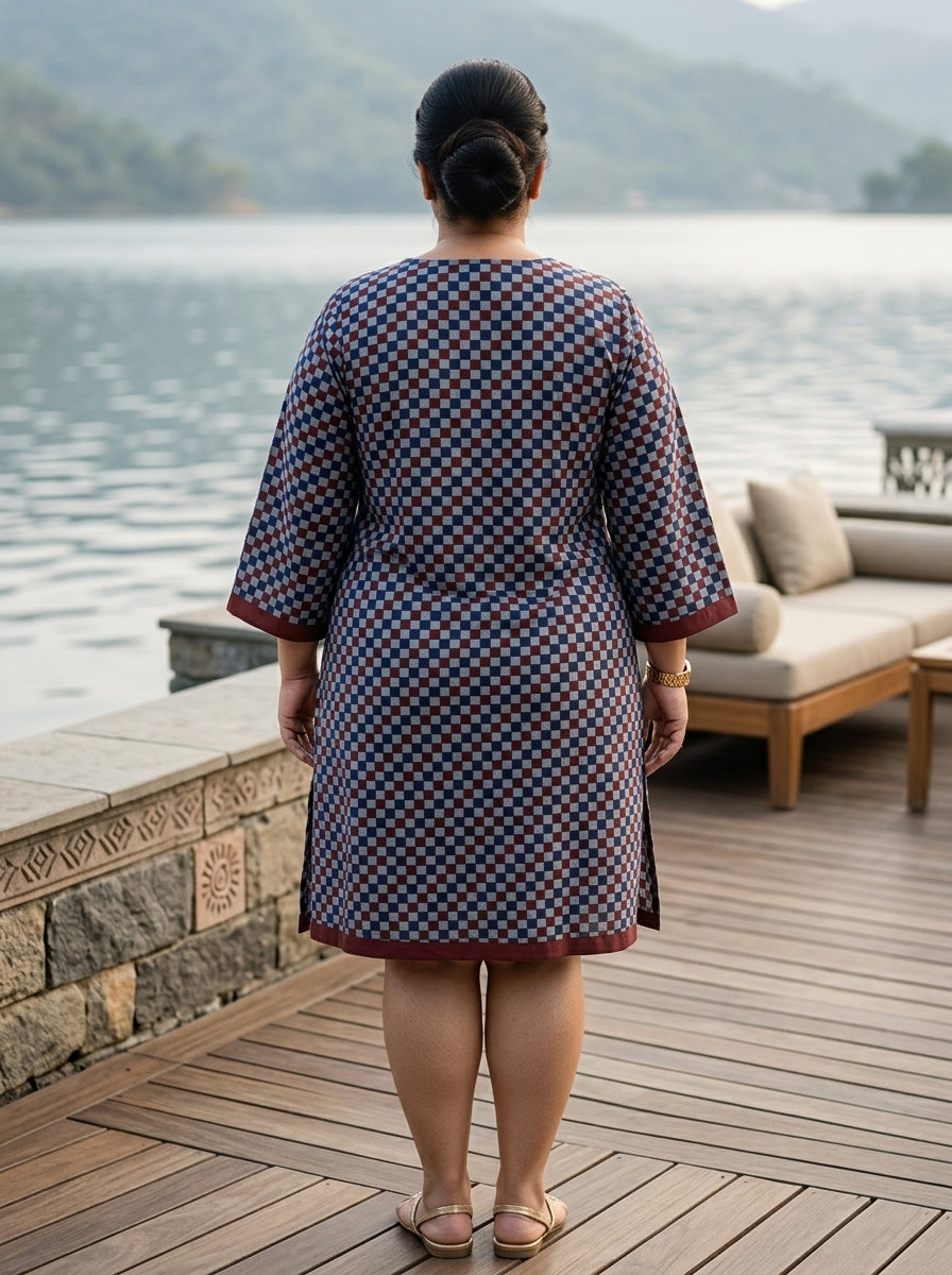 Printed Plus Size Blue Tunic Dress-130041