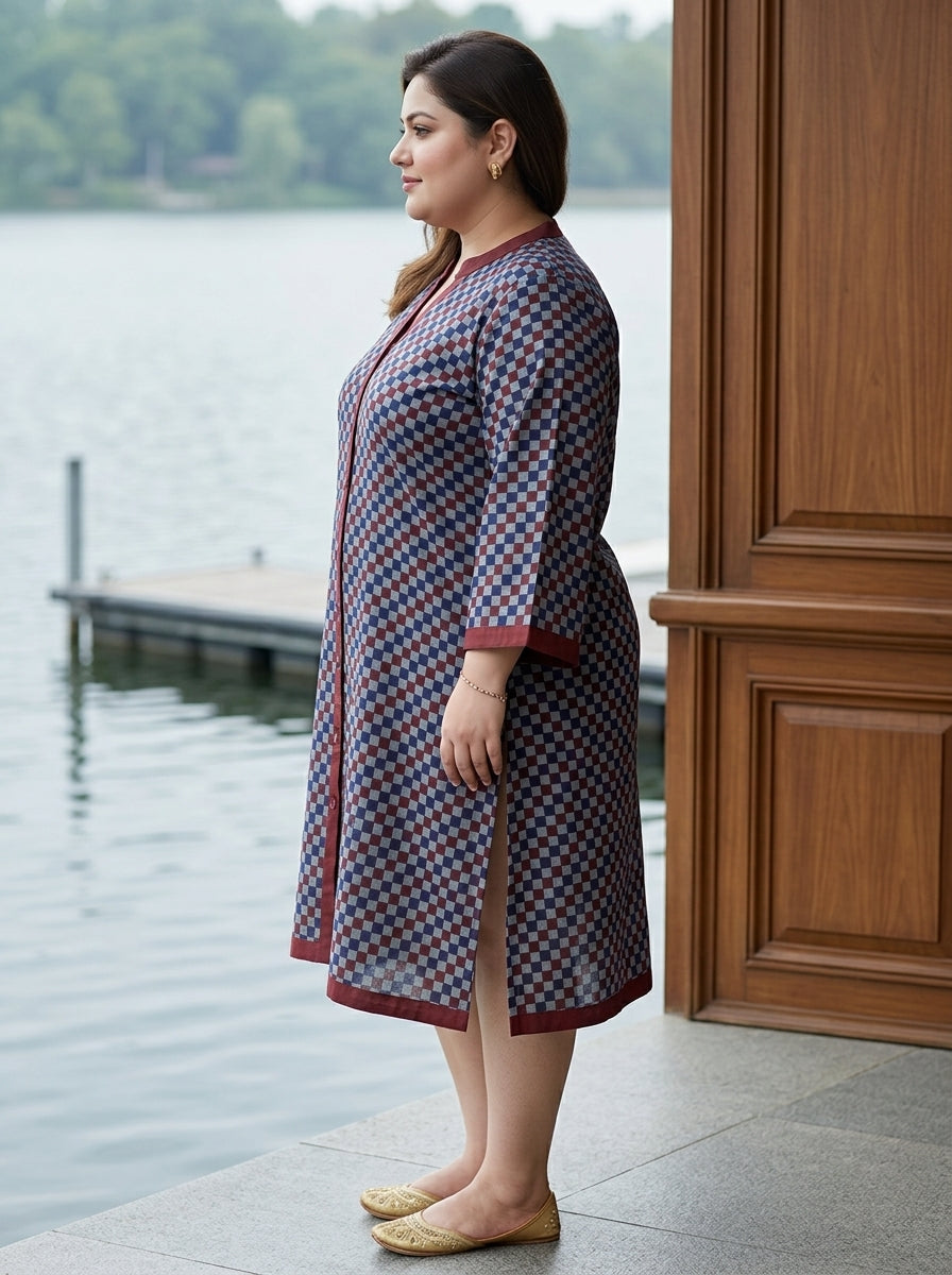 Printed Plus Size Blue Tunic Dress-130041