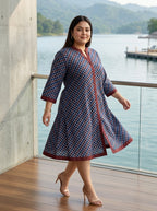 Printed Plus Size Blue Tunic Dress-130041