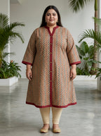 Printed Plus Size Beige Tunic Dress-130042