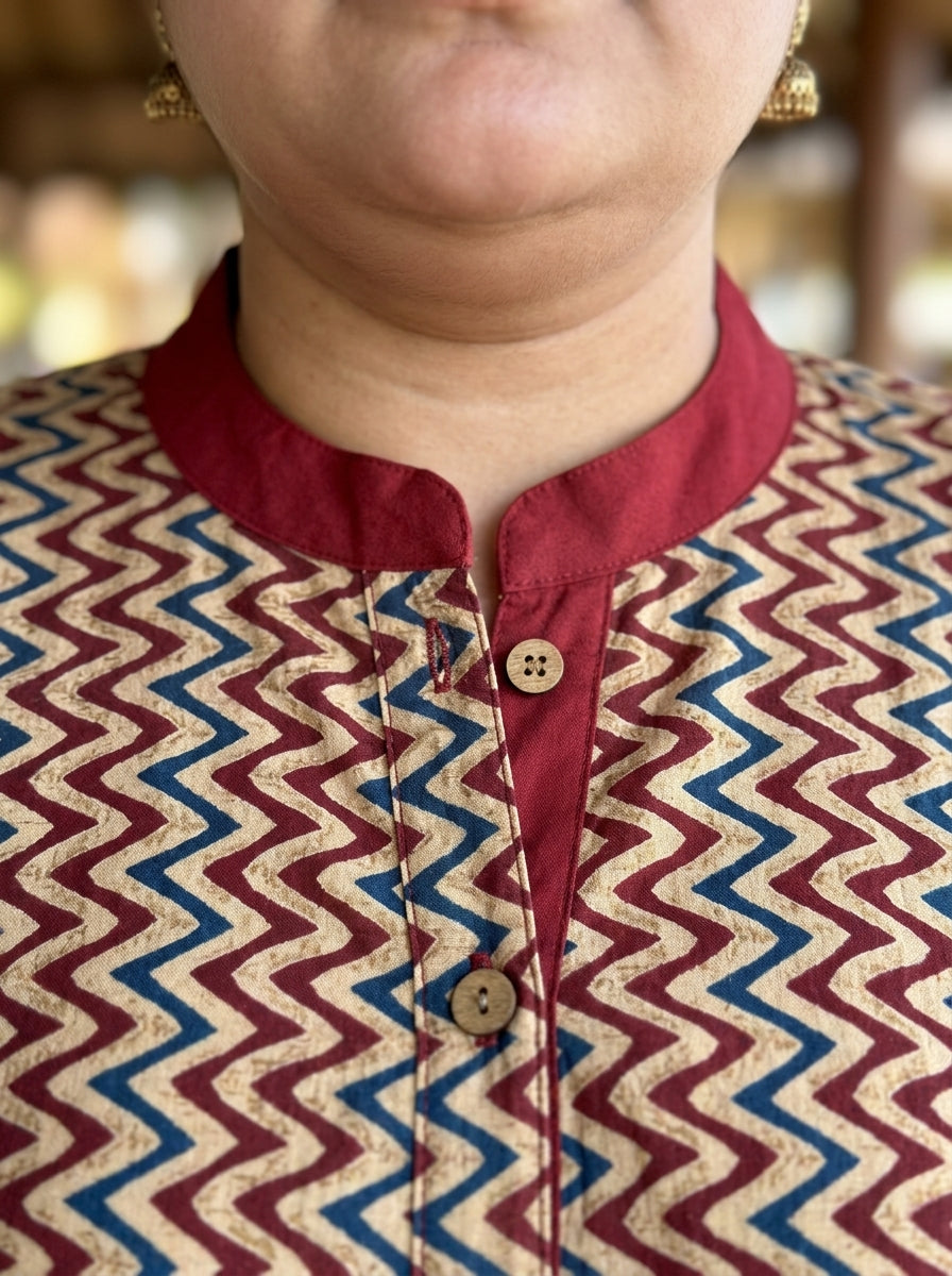 Printed Plus Size Beige Tunic Dress-130042
