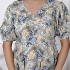Regular Size Grey Floral Print Flared Maternity Gown-1400003