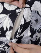 Regular Size Black Floral Print Flared Maternity Gown-1400004