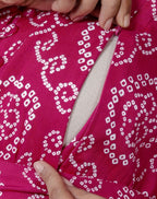 Regular Size Pink Bandhani Print Flared Maternity Gown-1400007