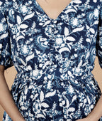 Regular Size Blue Floral Print Flared Maternity Gown-1400008