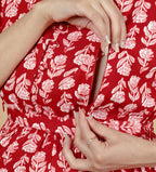 Regular Size Red Floral Print Flared Maternity Gown-1400009