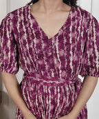 Regular Size Purple Floral Print Flared Maternity Gown-1400013