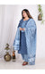 Plus Size Light Blue Cotton Printed Kurta Pant Set with Dupatta-200006