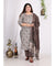 Plus Size Grey Cotton Printed Kurta Pant Set with Dupatta-200007
