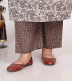 Plus Size Grey Cotton Printed Kurta Pant Set with Dupatta-200007