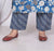 Plus Size Blue Cotton Printed Kurta Pant Set with Dupatta-200010