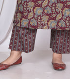 Plus Size Purple Cotton Printed Kurta Pant Set with Dupatta-200011