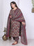 Plus Size Purple Cotton Printed Kurta Pant Set with Dupatta-200011