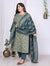 Plus Size Green Cotton Printed Kurta Pant Set with Dupatta-200012
