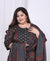 Plus Size Black Cotton Printed Kurta Pant Set with Dupatta-200013