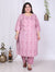 Plus Size Purple Cotton Printed Kurta Pant Set with Dupatta-200014