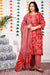 Plus Size Red Cotton Printed Kurta Pant Set with Dupatta-200020