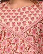 Plus Size Hand Work Pink Cotton Printed Kurta Pant Set with Dupatta-200054