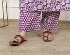 Plus Size Purple Cotton Printed Kurta Pant Set with Dupatta-200059