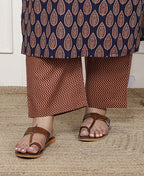 Plus Size Navy  Blue Cotton Printed Kurta Pant Set with Dupatta-200063