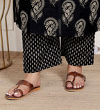 Plus Size Black Cotton Printed Kurta Pant Set with Dupatta-200069