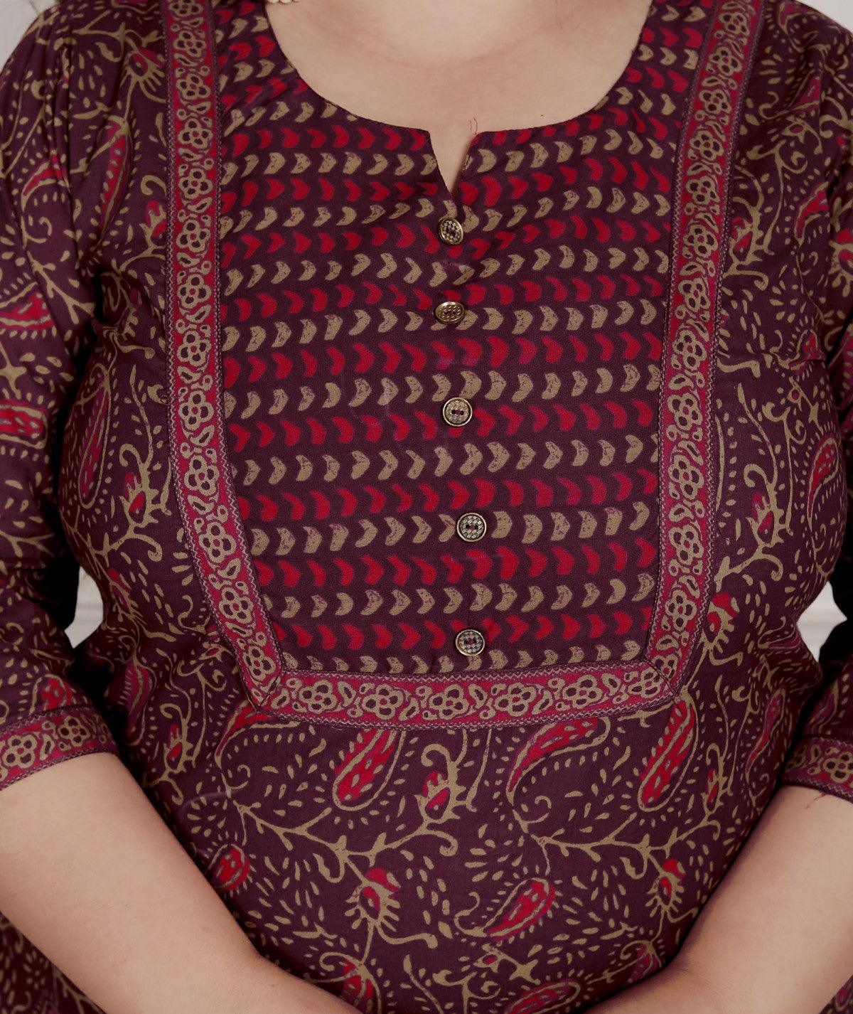 Plus Size Purple Cotton Printed Kurta Pant Set with Dupatta-200087