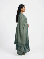 Plus Size Green Cotton Printed Kurta Pant Set with Dupatta-200093