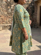 Green Cotton Printed Kurta Pant Set with Dupatta-200101