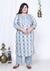 Plus Size Blue Cotton Printed Kurta Pant Set with Dupatta-719