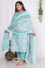 Plus Size Sky Blue Cotton Printed Kurta Pant Set with Dupatta-720
