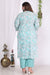 Plus Size Sky Blue Cotton Printed Kurta Pant Set with Dupatta-720