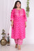 Plus Size Pink Cotton Bandhani Kurta Pant Set with Dupatta- 200721