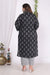 Plus Size Black Cotton Printed Kurta Pant Set with Dupatta-200724
