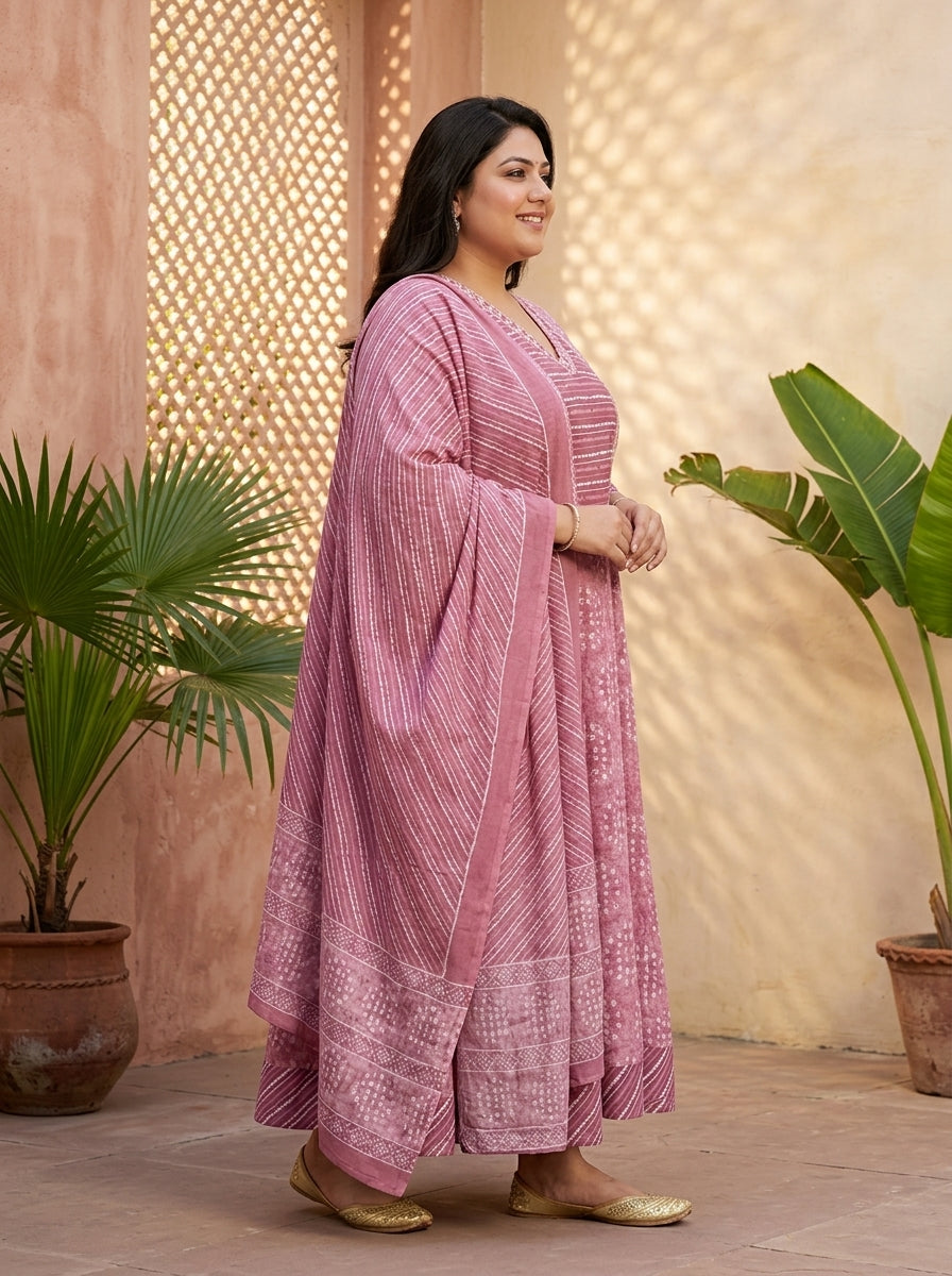 Purple Embroidered  Anarkali Pant Set with Dupatta-230003
