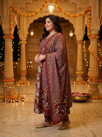 Purple Embroidered  Anarkali Pant Set with Dupatta-230005